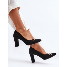 Zazoo 2453/OS Semišové lodičky Na Podpatku Se Srdíčkem, Černá 2