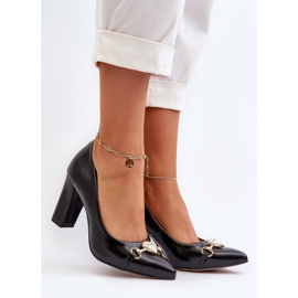 Zazoo 2453/OS Kožené Lodičky Na Podpatku Se Srdíčkem, Černá 2