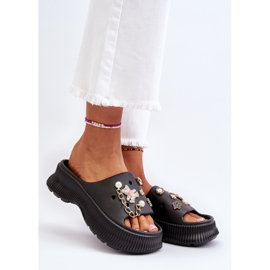 Dámské pěnové žabky s ozdobami černá Afariana 2 Dámské pěnové žabky s ozdobami černá Afariana 2