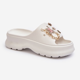 Dámské pěnové žabky s ozdobami, bílá Afariana bílý 1 Dámské pěnové žabky s ozdobami, bílá Afariana bílý 1
