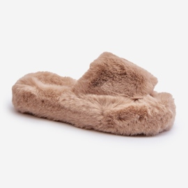 Dámské béžové kožešinové pantofle Stepia béžový 1