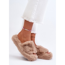 Dámské béžové kožešinové pantofle Stepia béžový 2