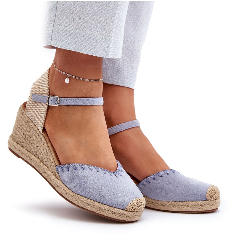 Joia Modré Raylin Suede Espadrille Sandály na klínu s opletením modrý 4