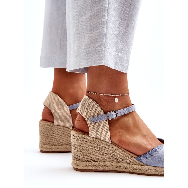 Joia Modré Raylin Suede Espadrille Sandály na klínu s opletením modrý 2