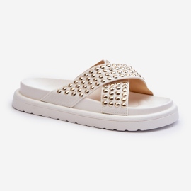 Dámské zdobené žabky na platformě bílá Niraela bílý 1