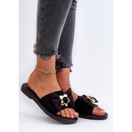 Dámské žabky s mašlí Černá Arsicada 2