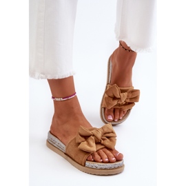 Dámské žabky Camel Aflia Platform S Mašlí hnědý 5