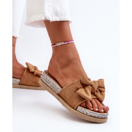 Dámské žabky Camel Aflia Platform S Mašlí hnědý 6