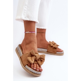 Dámské žabky Camel Aflia Platform S Mašlí hnědý 4