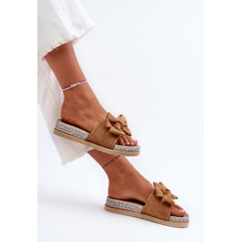 Dámské žabky Camel Aflia Platform S Mašlí hnědý 9