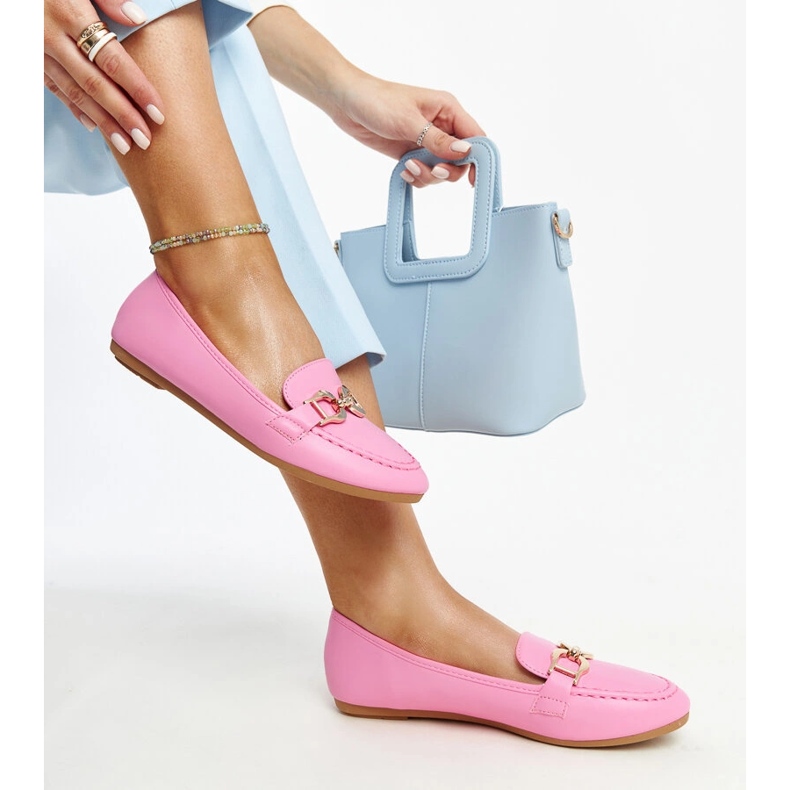 Tmavě růžové mokasíny se sponou Najla růžový 1