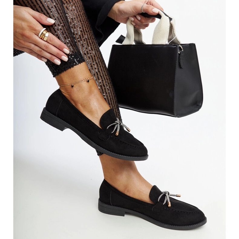 Černé mokasíny s ozdobnou mašlí Endike černá 1