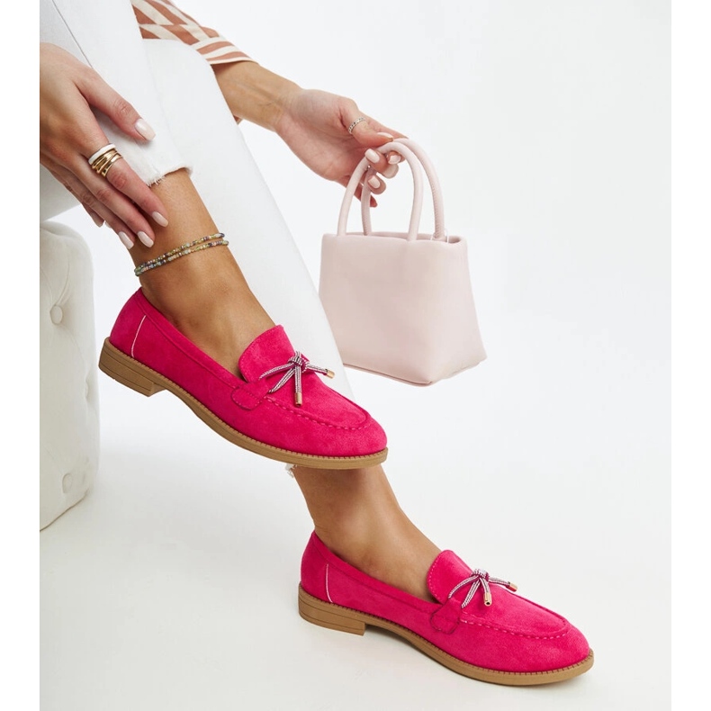 Tmavě růžové mokasíny s ozdobnou mašlí značky Endike růžový 1
