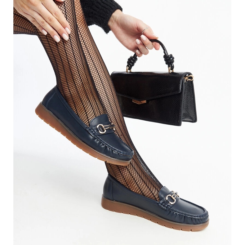 Námořnické modré mokasíny s přezkou od Anisah modrý 1