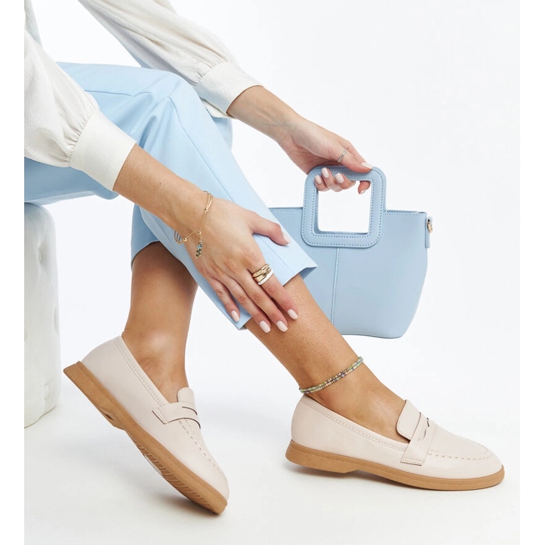 Světle béžové klasické mokasíny Nawrah béžový 1 Světle béžové klasické mokasíny Nawrah béžový 1