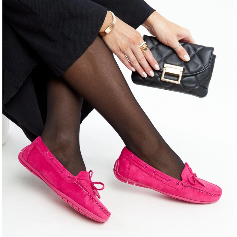 Tmavě růžové mokasíny s mašlí Hayam růžový 1