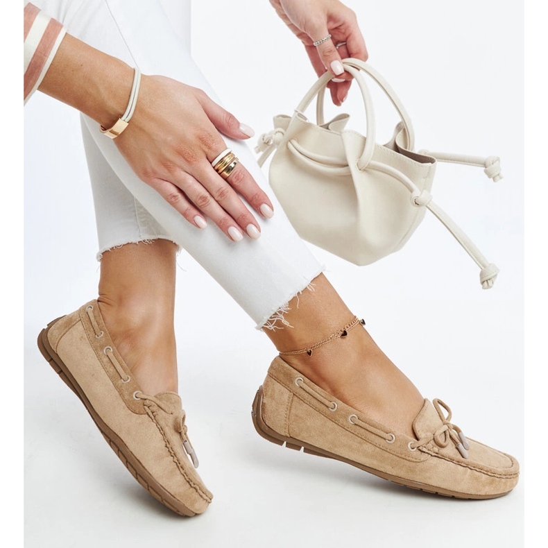 Mokasíny Hayam hnědé s mašlí hnědý 1