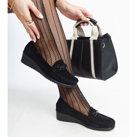 Amelovy černé mokasíny na klínku černý 1