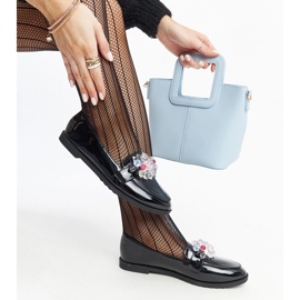 Černé lakované mokasíny s krystaly Mirela černý 1