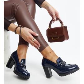 Námořnické modré lodičky na podpatku s patentem značky Giacoma modrý 1