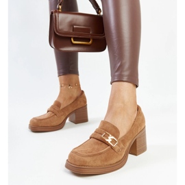 Hnědé lodičky Aludra na vysokém podpatku hnědý 1