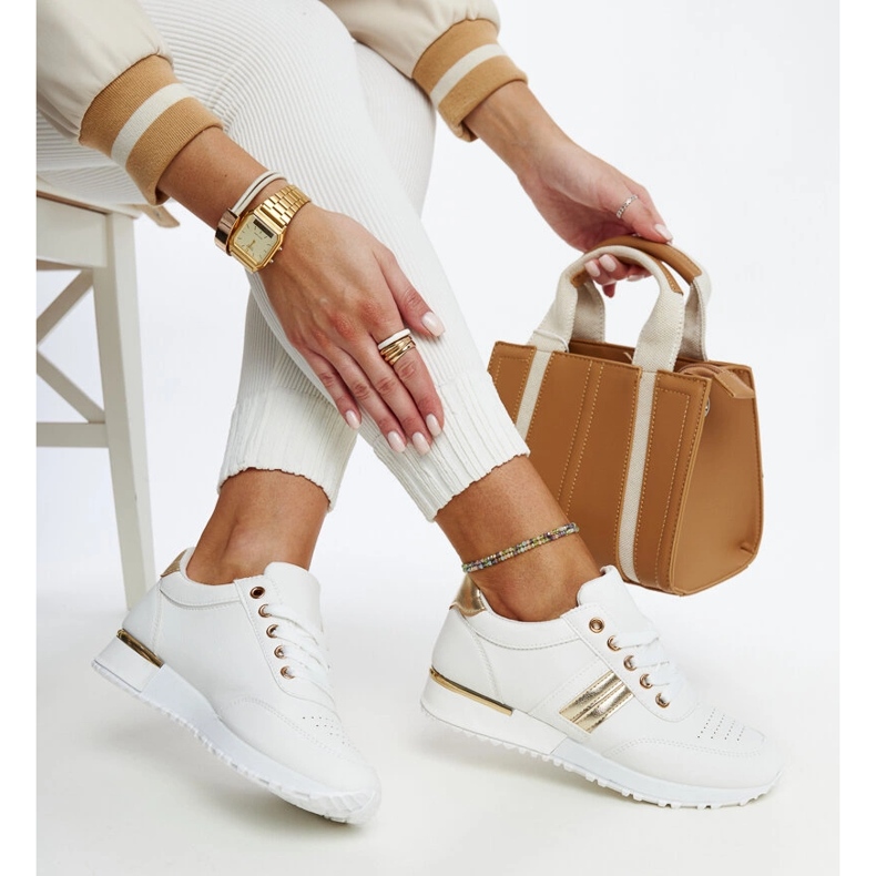 Bílé a zlaté tenisky na gumové platformě Nihad bílý 1