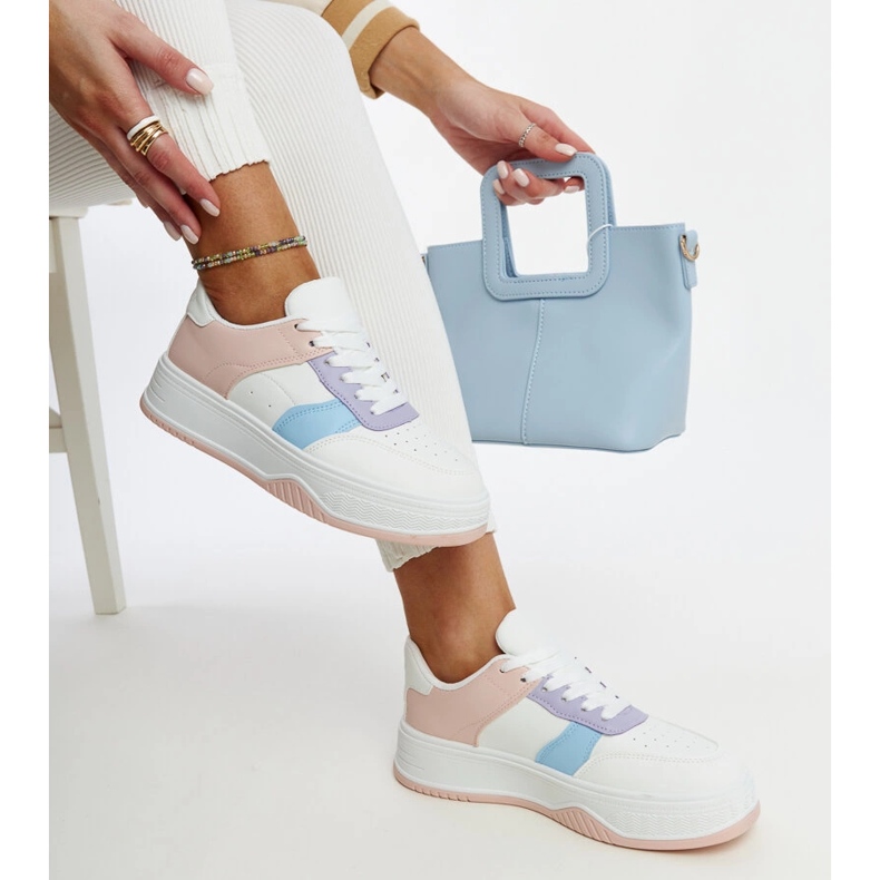 Bílé a růžové tenisky se silnější podrážkou Rafida růžový 1