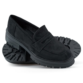 Dámské černé semišové mokasíny, černé mokasíny černá 1 Dámské černé semišové mokasíny, černé mokasíny černá 1
