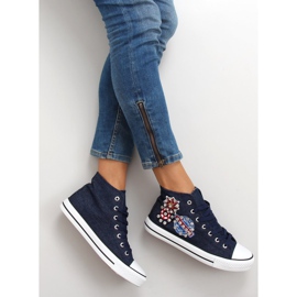 Vysoké tenisky s kamínky BL101P Navy námořnická modř 1