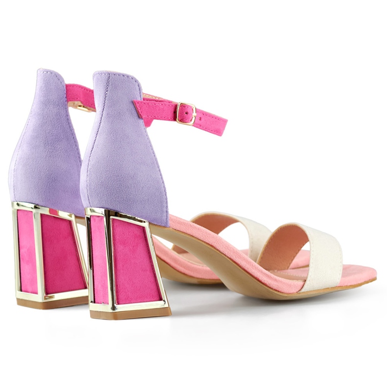 Růžové dámské sandály na vysokém podpatku se zapínáním na kotníky růžový 1