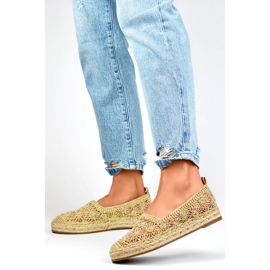 Dámské zlaté krajkové espadrilky zlatý 3