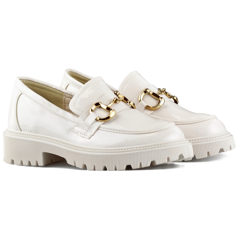 Lakované béžové dámské mokasíny béžový 1