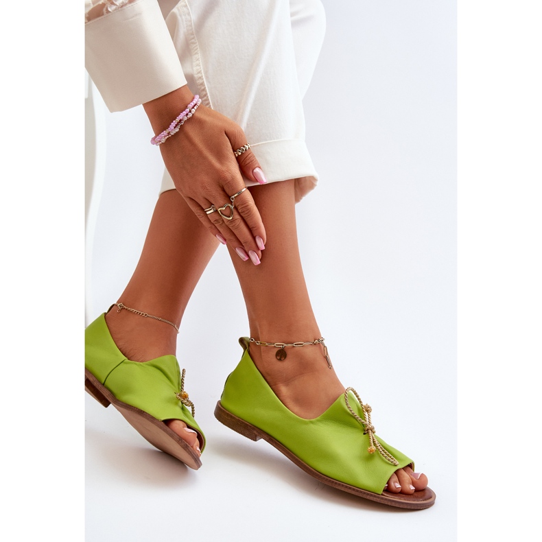 Dámské kožené balerínky Zazoo 2660, limetka zelená 1