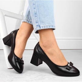 Černé kožené dámské boty s ozdobným podpatkem, Filippo DP6178 černá 1