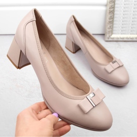 Béžové kožené dámské boty na ozdobném podpatku, Filippo DP6178 béžový 4