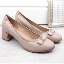 Béžové kožené dámské boty na ozdobném podpatku, Filippo DP6178 béžový 5