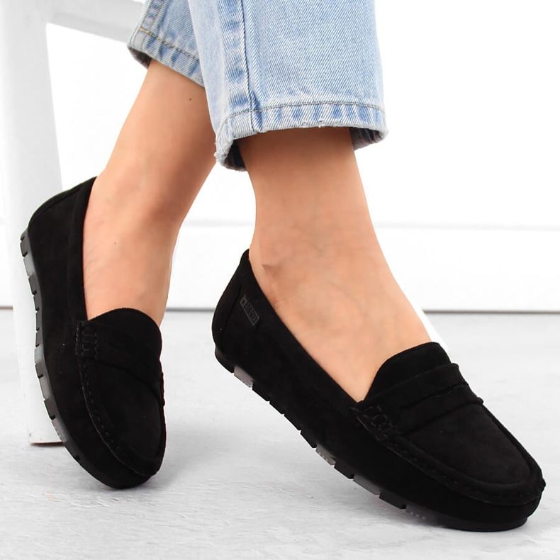 Pohodlné černé semišové mokasíny pro ženy Big Star NN274929 černá 1