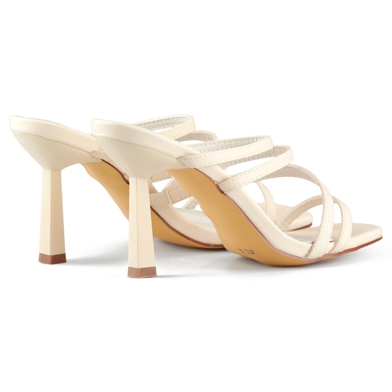 Stylové béžové dámské žabky na vysokém podpatku béžový 1