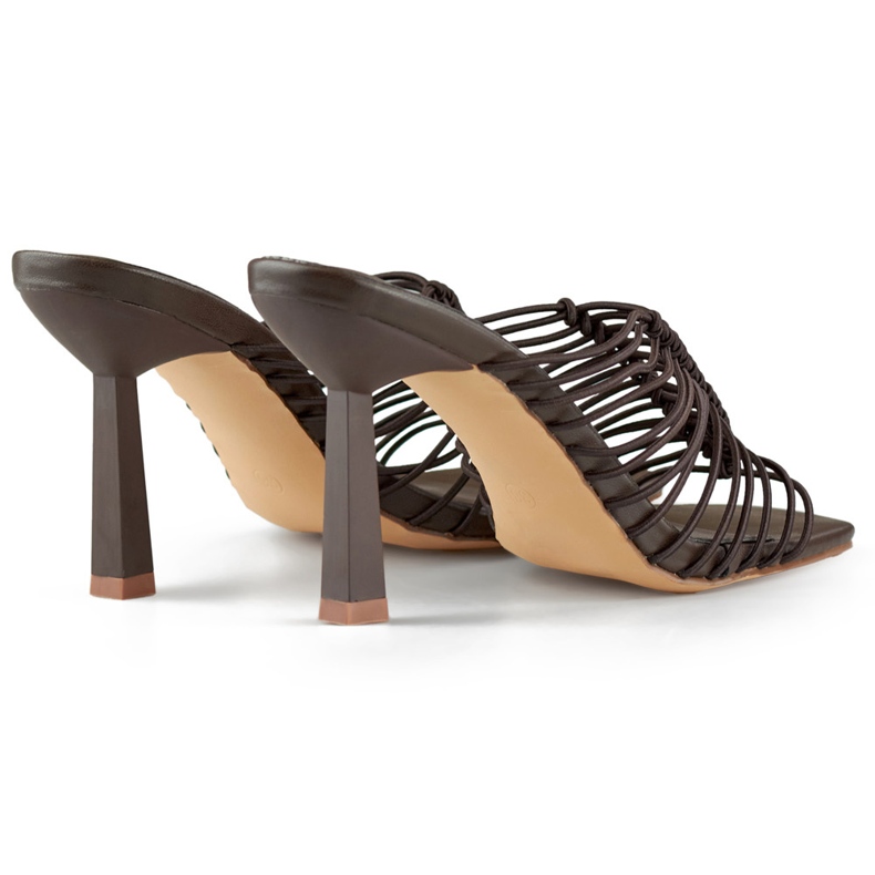 Žabky na vysokém podpatku, elegantní, pružné dámské žabky na vysokém podpatku hnědé barvy hnědý 1