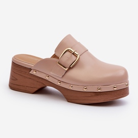 Dámské béžové žabky Seprilla Clog s přezkou béžový 1 Dámské béžové žabky Seprilla Clog s přezkou béžový 1