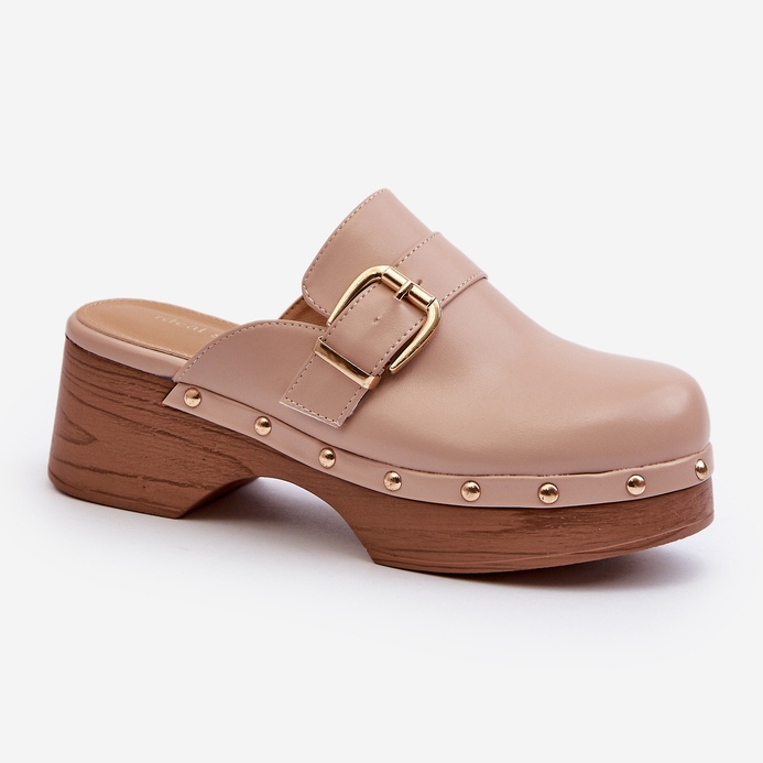 Dámské béžové žabky Seprilla Clog s přezkou béžový 1