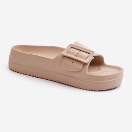 Dámské pěnové žabky na platformě s přezkou Big Star NN274A666 béžová béžový 2