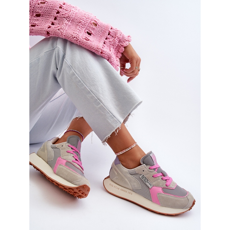 Dámské tenisky na platformě Memory Foam Big Star Platform NN274680 šedo-růžová šedá 2