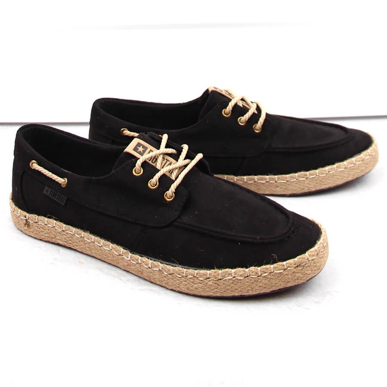 Semišové pánské boty, mokasíny, černé espadrilky Big Star NN174051 černý 1
