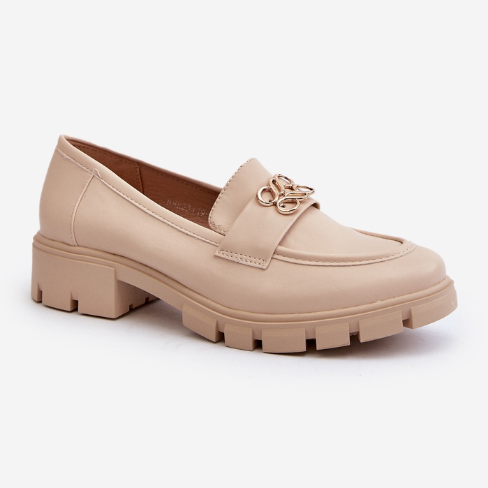 Elegantní béžové dámské mokasíny se zlatým zdobením Tosisa béžový 2