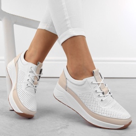 Kožená sportovní obuv pro ženy, tenisky na klínku, bílé Artiker 54C1742 bílý 1