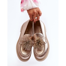 Dámské kožené mokasíny CheBello 4383 Gold zlatý 2