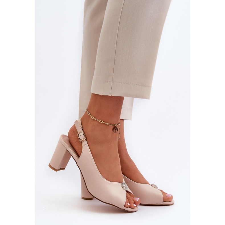 Evento Elegantní sandály na vysokém podpatku se zdobením, Béžová Trasea béžový 1