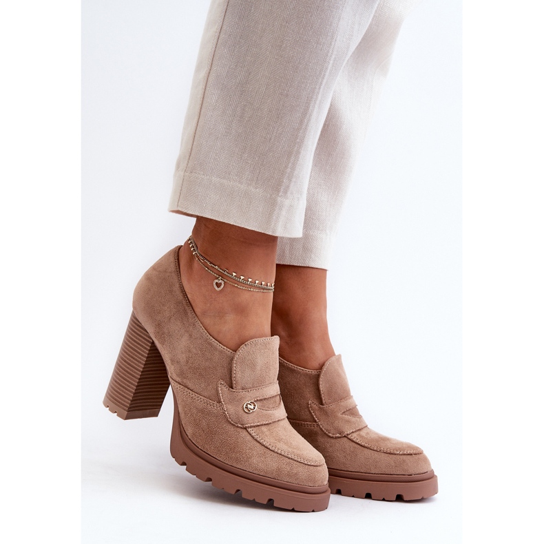 Evento Dámské eko semišové boty na vysokém podpatku béžové Larmaves béžový 1 Evento Dámské eko semišové boty na vysokém podpatku béžové Larmaves béžový 1