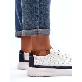 Sergio Leone Dámská kožená sportovní obuv, tenisky, bílá a tmavě modrá bílý 4